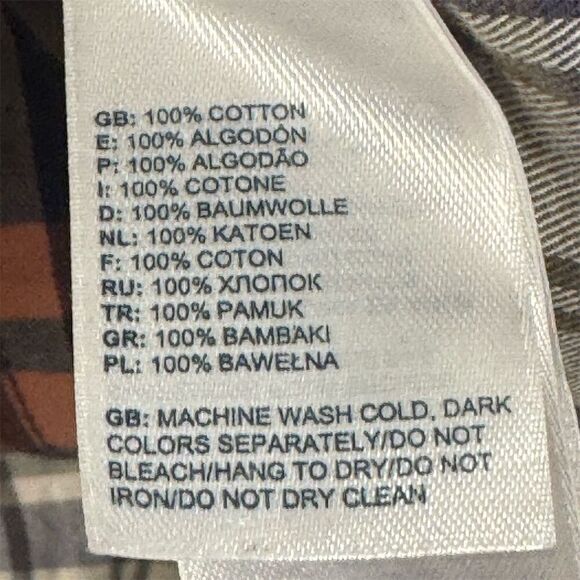 The North Face Plaid Flannel Shirt M Orange Brown Cream Button Up 100% Cotton - Picture 8 of 8